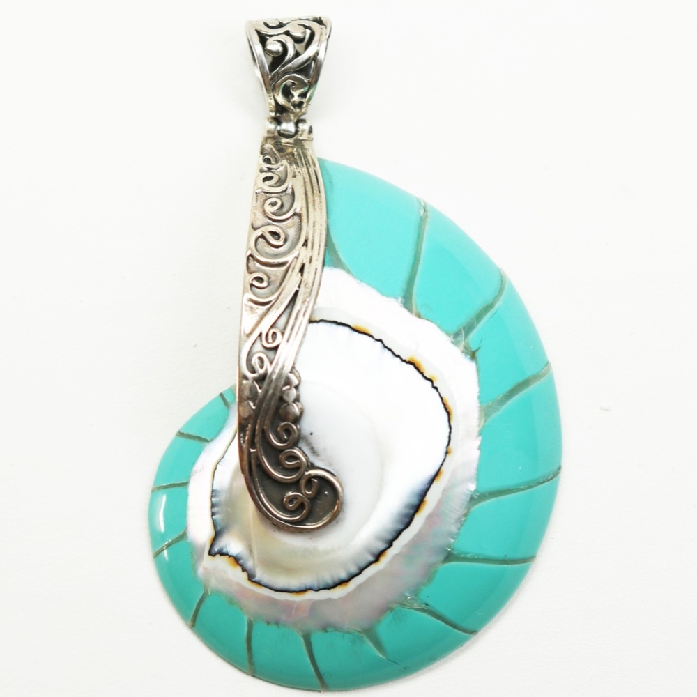 New! Sterling Silver Embellished Seashell Pendants - Picture 5 of 16